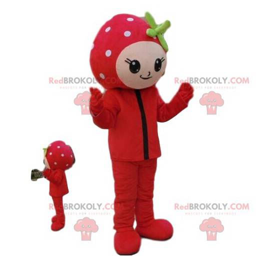 Mascotte de fillette, costume de fraise, déguisement de fruit -