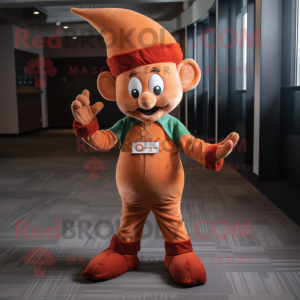 Rust Elf mascot costume character dressed with a Jumpsuit and Tie pins