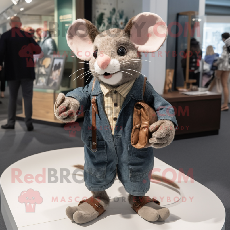 nan Rat mascot costume character dressed with a Oxford Shirt and Mittens