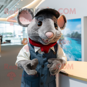 nan Rat mascot costume character dressed with a Oxford Shirt and Mittens