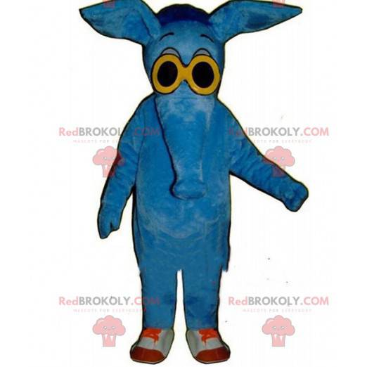 Miereneter mascotte, olifant kostuum, blauw dier -