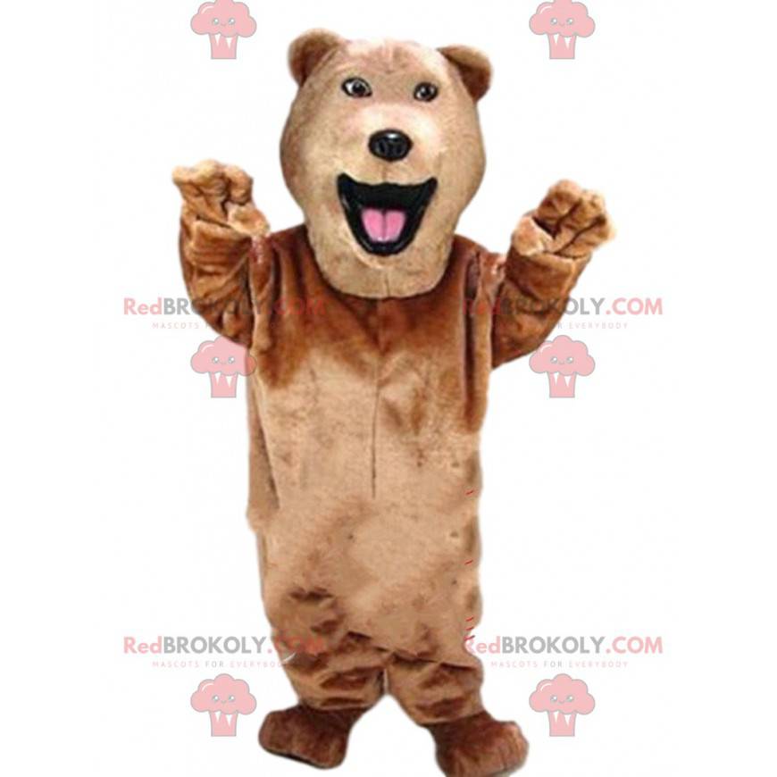 Realistisk bjørnemaskot, brunbjørnedragt, brunt dyr -