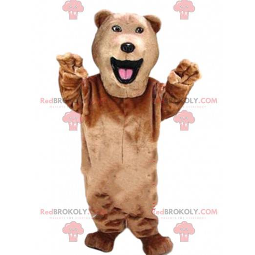 Realistic bear mascot, brown bear costume, brown animal -
