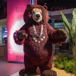 Maroon Sloth Bear mascotte...