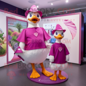 Magenta Swans mascot costume character dressed with a Romper and Berets