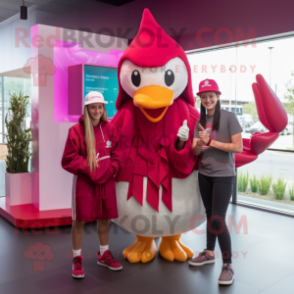 Magenta Swans mascot costume character dressed with a Romper and Berets