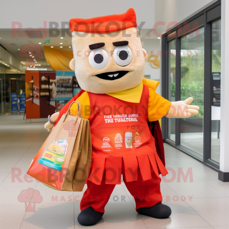 nan Enchiladas mascot costume character dressed with a Shorts and Tote bags nan Enchiladas mascot costume character dressed with a Shorts and Tote bags