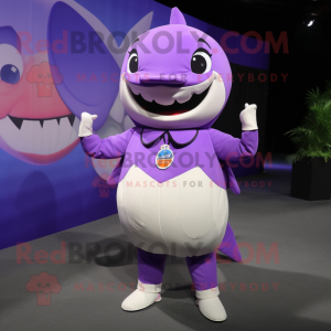 Purple Shark maskot drakt...