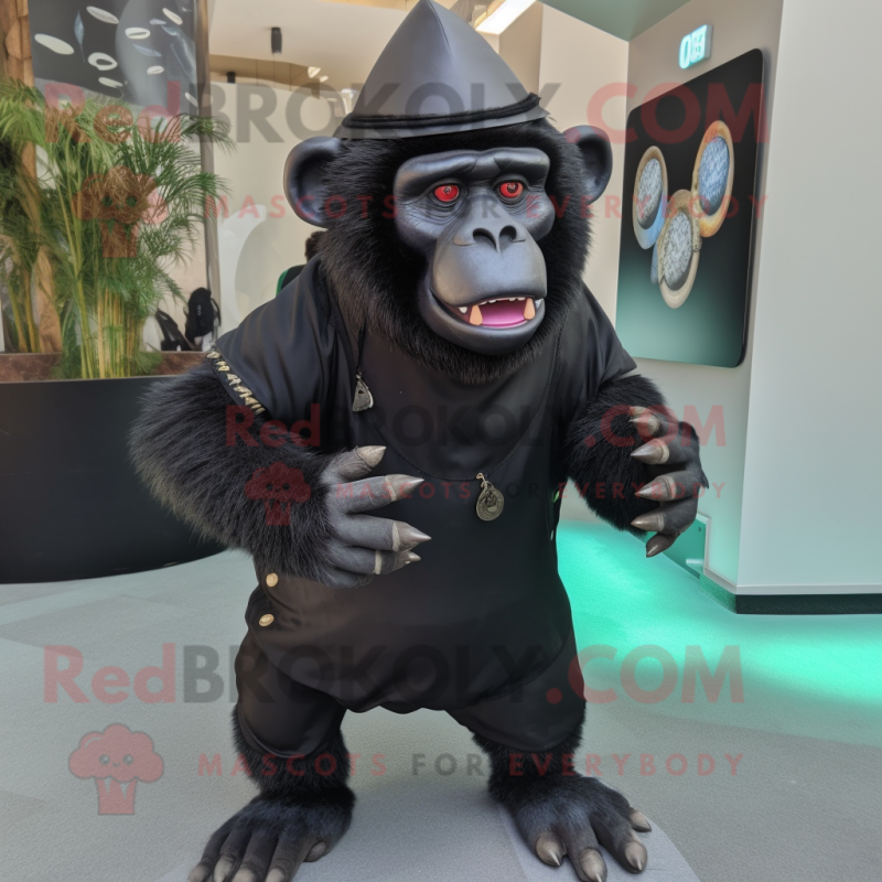 Black Baboon mascot costume character dressed with a Turtleneck and Anklets Black Baboon mascot costume character dressed with a Turtleneck and Anklets