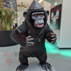 Black Baboon mascot costume character dressed with a Turtleneck and Anklets