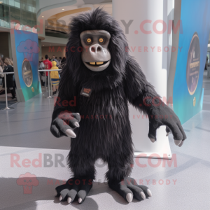 Black Baboon mascot costume character dressed with a Turtleneck and Anklets