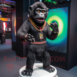 Black Baboon mascot costume character dressed with a Turtleneck and Anklets