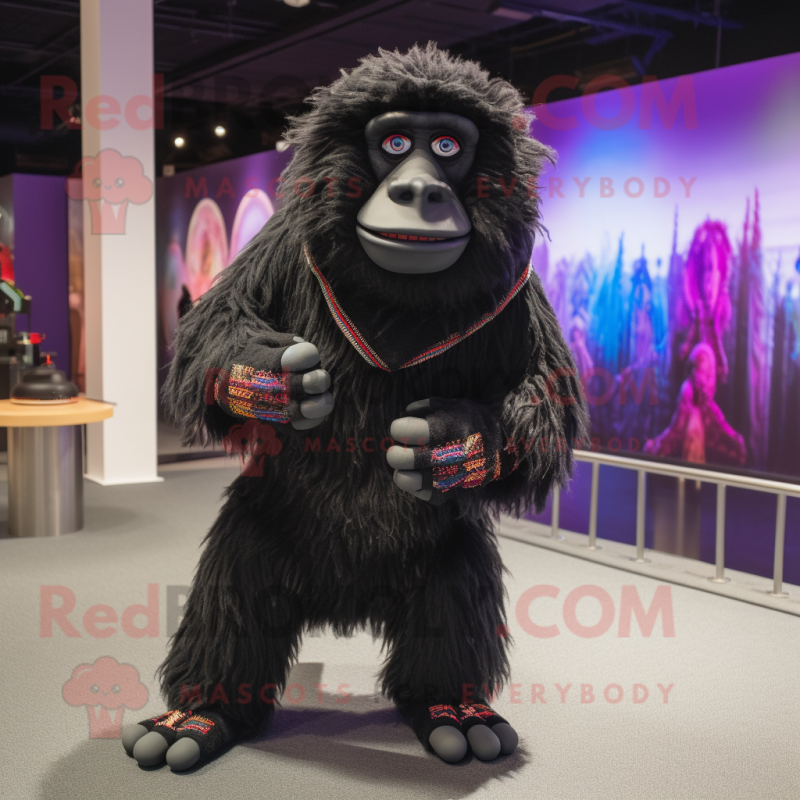 Black Baboon mascot costume character dressed with a Turtleneck and Anklets