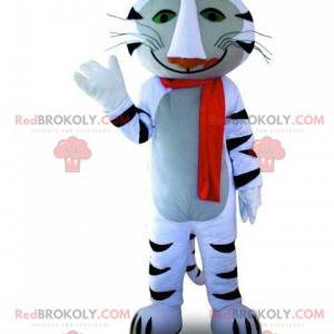 Mascotte tigre bianca e nera, costume felino, tigre gigante -