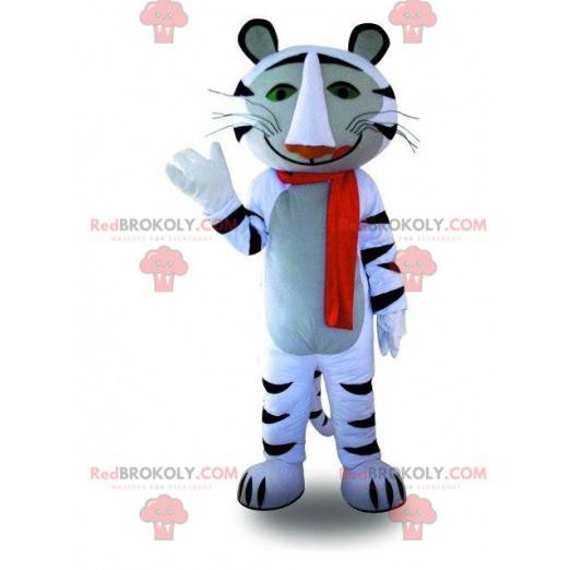 Mascotte tigre bianca e nera, costume felino, tigre gigante -