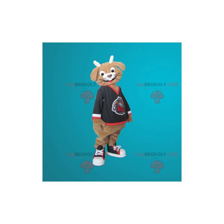 Brun og hvid kaninmaskot smilende - Redbrokoly.com Brun og hvid kaninmaskot smilende - Redbrokoly.com
