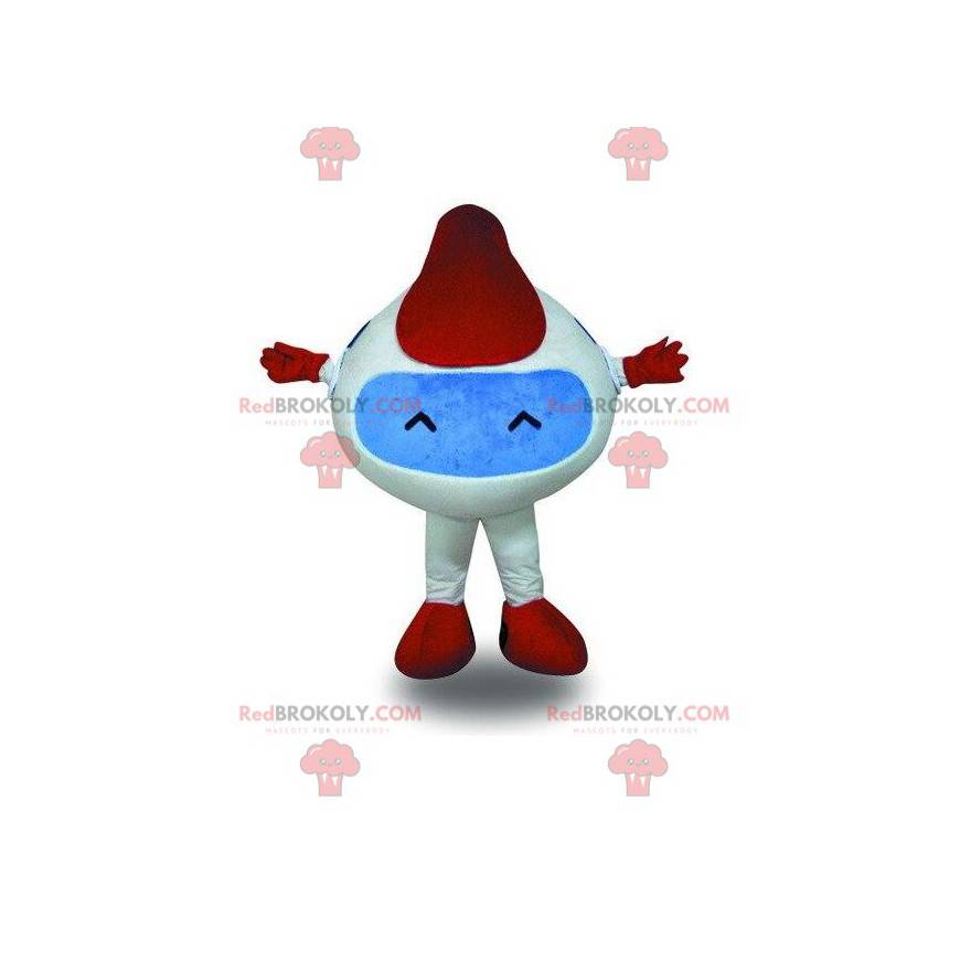 Weißes und rotes Robotermaskottchen, Roboterkostüm -