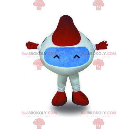 Mascote robô branco e vermelho, traje robótico - Redbrokoly.com