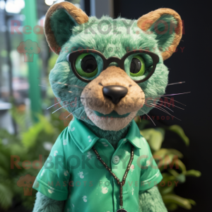 Grön Jaguarundi maskot...