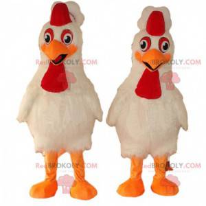 2 giant chicken mascots, white chicken costumes - Redbrokoly.com