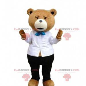 Stijlvolle teddybeer mascotte, elegant teddybeer kostuum -