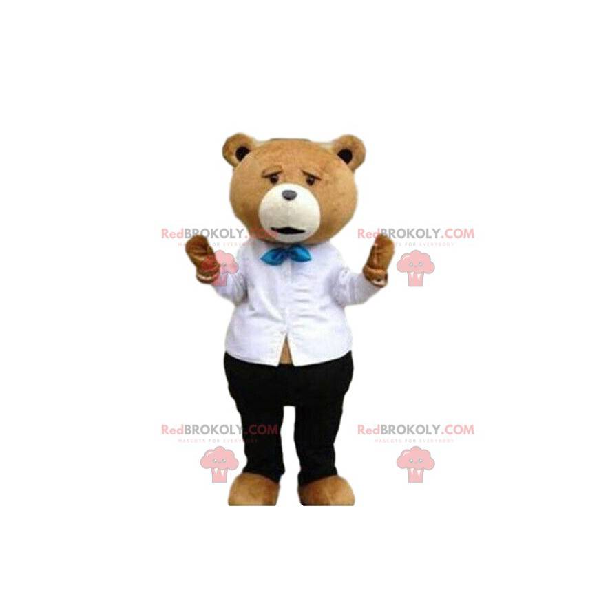 Stylish teddy bear mascot, elegant teddy bear costume -