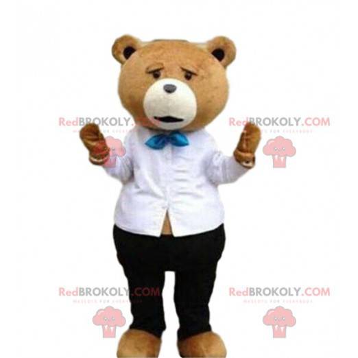 Stylish teddy bear mascot, elegant teddy bear costume -
