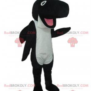 Mascote da orca, baleia preta e branca, traje do mar -