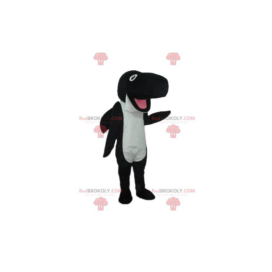 Mascota de la orca, ballena blanca y negra, traje de mar -