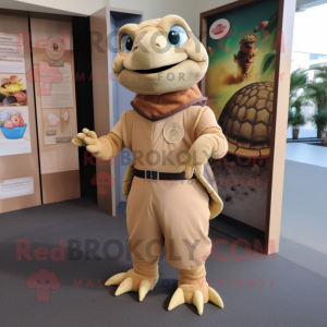 Tan Turtle maskot kostume...