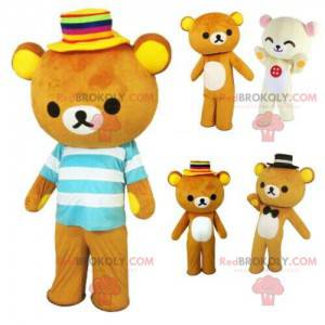 Mascotte teddybeer met een matroos top, teddybeer kostuum -
