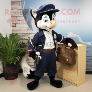 Navy Skunk mascot costume character dressed with a Trousers and Wallets