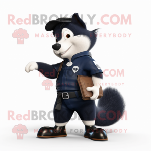 Navy Skunk mascot costume character dressed with a Trousers and Wallets