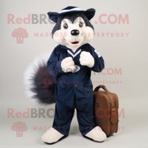 Navy Skunk mascot costume character dressed with a Trousers and Wallets