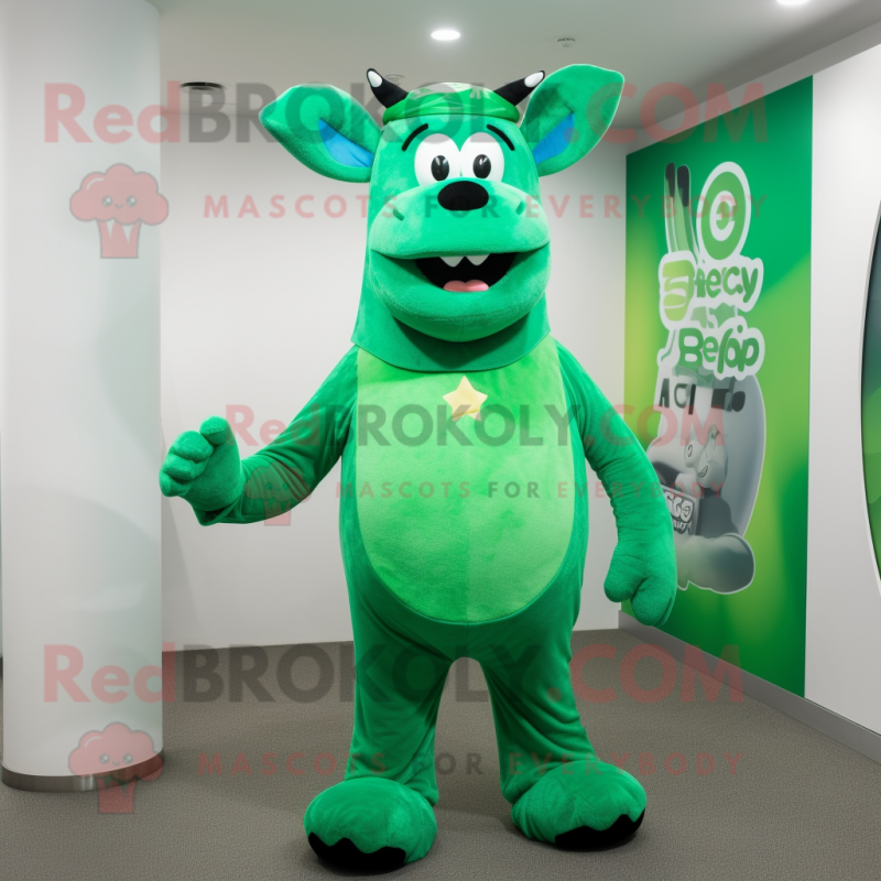 Green Beef Stroganoff mascot costume character dressed with a Bodysuit and Brooches