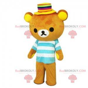 Mascotte teddybeer met een matroos top, teddybeer kostuum -