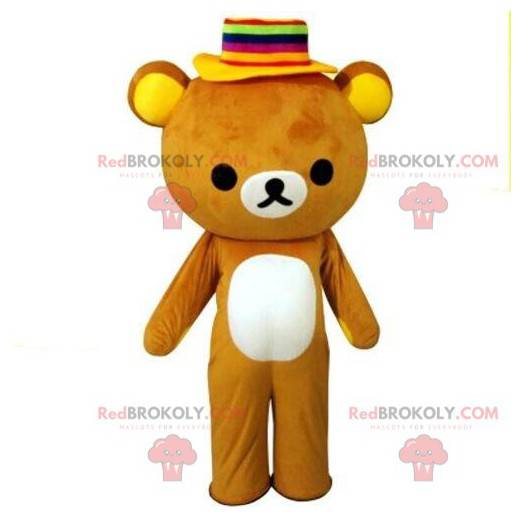 Bear maskot med en fargerik hatt, bamse kostyme - Redbrokoly.com