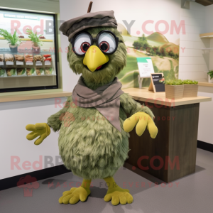 Olive Hens mascot costume character dressed with a Henley Shirt and Headbands