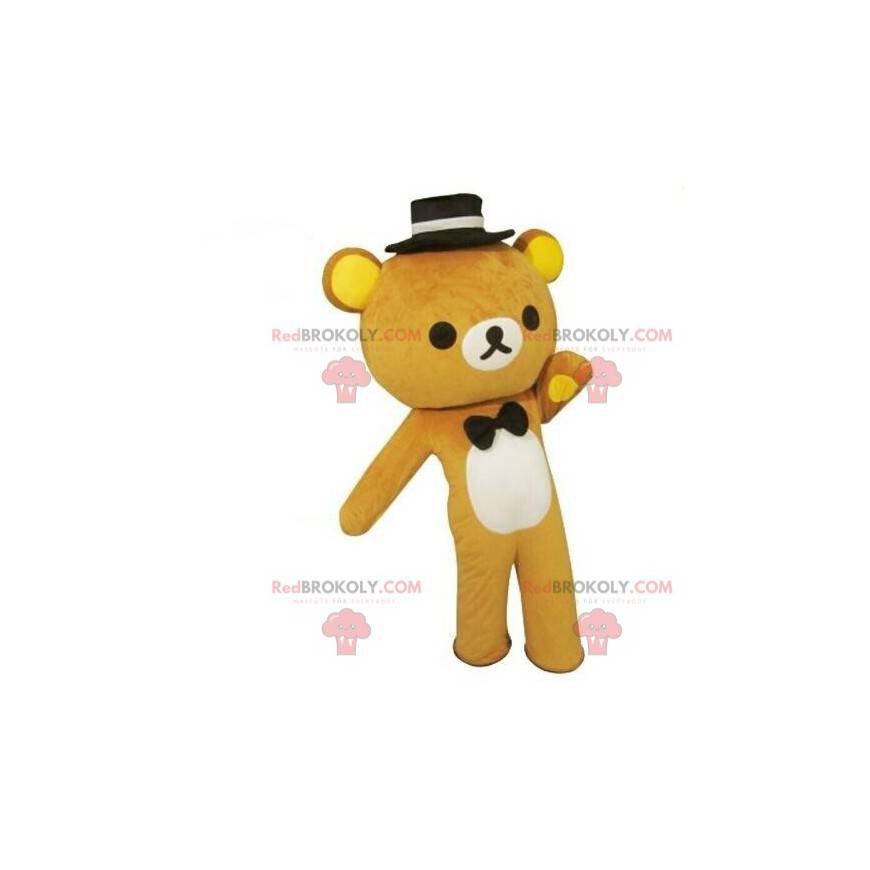 Elegant teddy bear mascot, romantic gentleman's costume -