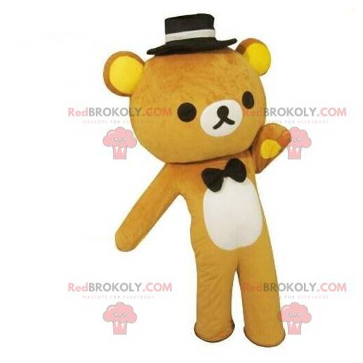 Elegant teddy bear mascot, romantic gentleman's costume -