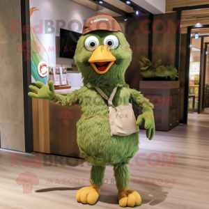 Olive Hens mascot costume character dressed with a Henley Shirt and Headbands