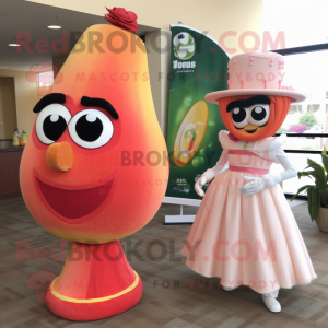 Peach Fajitas mascot costume character dressed with a Ball Gown and Ties