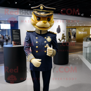 Gold Navy Soldier mascot costume character dressed with a Blouse and Bracelet watches