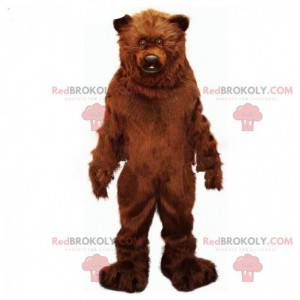Brun bjørnemaskot, realistisk bjørnekostume, vildtlevende dyr -
