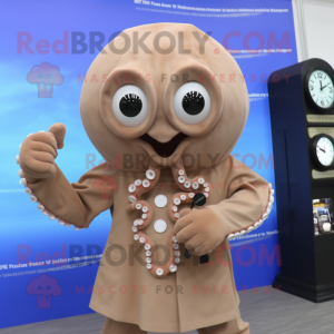 Tan Octopus maskot kostume...