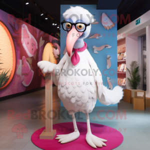 Vit Flamingo maskot kostym...