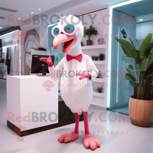 Hvit Flamingo maskot drakt...