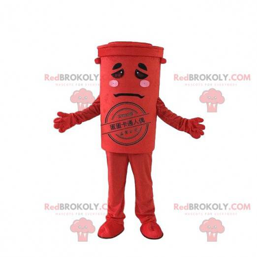 Maskot červený koš, kostým popelnice, recyklace - Redbrokoly.com