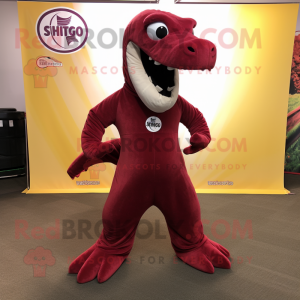 Maroon Diplodocus maskot...