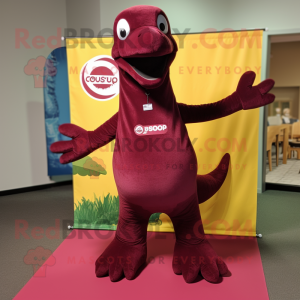 Maroon Diplodocus maskot...